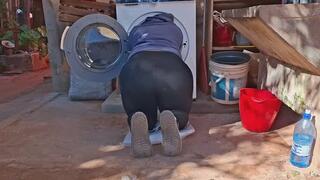 Stuck in the washing machine and I start farting intensely