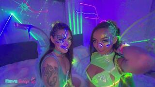 Horny Pair Tiny Rhea And Sasha Tatcha Turn Up The Rave Energy Fast!