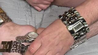 Wearing and playing with Guess heavy metal and Michael Kors watches