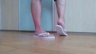 I show you my new flip flops and my beautiful male feet