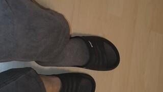 I ake off my shoes and socks and you can see my bare feet and toes up close