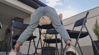 Caught At The Terrace – Facesitting My Teddy On The Table