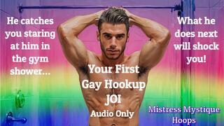 First Gay Hookup JOI Audio Only - A moment in the gym shower turns into you finally giving in to your desire for cock! - Bisexual Encouragement, Make Me Bi, Bi-Sexual, Gay, Queer, Jerk Off Instruction, Female Domination, Femdom with Mistress Mystique Hoop