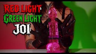 Goth Mommy Red Light Green Light JOI: Latex Gloves + 5 Cockrings on Dildo