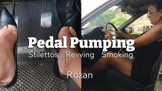 Smoking inside the car while pumping pedals with stiletto heels (3)