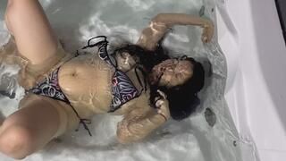 Delightful masturbation in a hot jacuzzi
