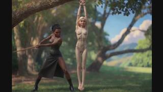 Ebony Mistress Tara Loves To Punish Her Little Blonde Slave Elsa