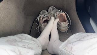 Taking Off My Sneakers & Socks in the Car – Scratching & Massaging One Foot Against the Other