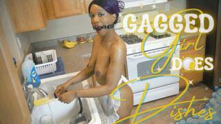 Gagged Girl Does Dishes: SILENT SUBMISSIVE SLUT SHOWS OFF IN 4K