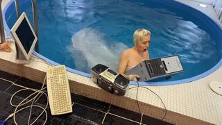 Threw my PC in the pool! Wet in Wedding Dress and masturbation!