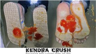 Cherry Tomatoes Crush and Stomp Under Glass - Platform Flip Flops and Bare Feet!