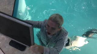 Threw My PC in the Pool and Jumped after It! Office Outfit!