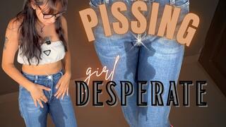 pissing girl desperate