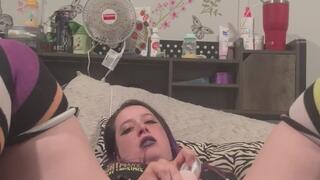 Gothic MILF masturbating