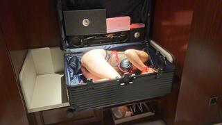 Suitcase petplay doggy style bondage sm with puppy girl and her friends in hotel #CL062