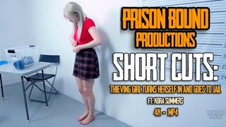 Short Cuts: Thieving Girl Turns Herself In And Goes To Jail Part 1 - Blonde Thief Self Surrenders To Police, Is Locked Up and Processed Through Jail Intake Procedure Then Locked Naked In Cell - 4K - MP4