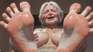 Elderly Granny Sensual Foot Oil Massage - Wants Tongue Between Her Toes