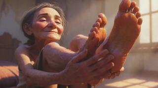 Granny Foot Oil Session - Feeling Intense Pleasure & Craving Tongue