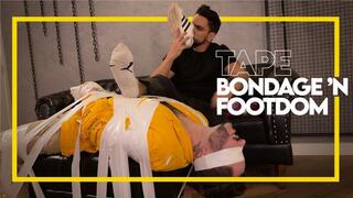 Hex transforms Tonny into his new footrest using duct tape (1080p) Male bondage - Gay Domination - Gay Bondage - Sneaker fetish - Tape bondage - Foot fetish - BDSM