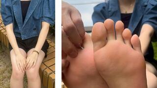 20 Year-old Fair Skinned Japanese Beauty Gets Sensitive Size 9 Soles Tickled; 3 Minutes and 5 Seconds