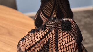 Giantess POV & Soles over Desk: Meeting in Patterned Lace Nylons (No Face)