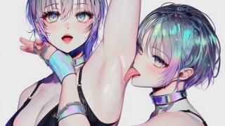 filthy kink fiend lesbian anime fetish hot sweating babes lick sweaty smooth muscled armpits