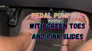 Pedal Pumping With Green Toes and Pink Slides