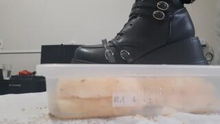 Crushing pineapples with boots