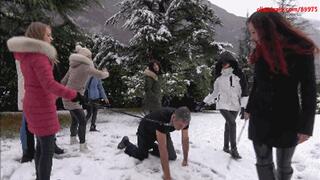 THE FEMDOM WEEKEND - INHUMAN domination in the snow - Pet play, kicking, whipping, trampling, shoe worship (BRUTAL CLIP!)