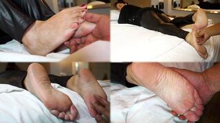 Chubby Mia, cute and sensitive barefeet at my hands - MOV