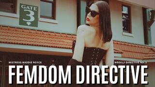 Femdom Directive: Week 2 - Weekly Submissive Assignment & Obedience Training