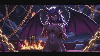 Seductive Fantasy Women Covered In Thick Shiny Black Oil Dance Sensually In Floating Palace AI generated