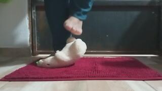 Crushing My cute plush in close-up