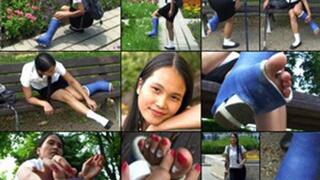 Seyamon *Med* SLWC Coed Gimping The Tough Road Home with Toe Massage (in HD 1920X1080)