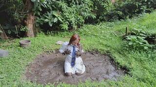 Muddy school girl