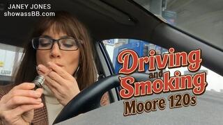 Smoking & Driving Moore 120's - Lesbian MILF Smoking Fetish