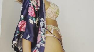 Sensual satin strip tease