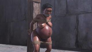 Pregnant African Slave in Bondage - Desperate for More Cum & Breeding