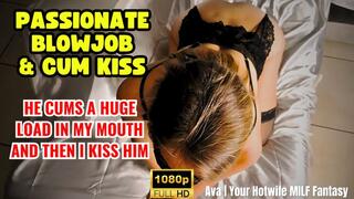 CUM KISSING - Huge Cumshot in Mouth - Blonde MILF POV Blowjob Ends with Hot Cum Swap Kiss