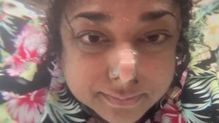 Masala filming her underwater eye contact