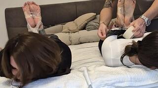 Double Hogtie with turkish friend and back-breaking rope hogtie - 2 videos in 1