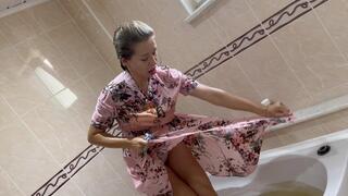 Messy, Wet and Ripping Retro Dress and Heels!