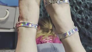 Silver Holo Heels Short Toenails Back