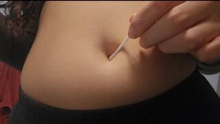 Belly button fingering with swabs and fingers