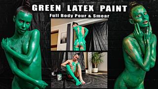 Thick Green Latex Paint All Over My Naked Body paint poured over every naked curve with sensual smearing and skin texture