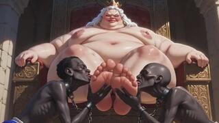Massive BBW Queen Feet Worship Session - Slaves Make Her Moan Loud