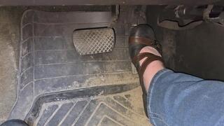Driving in strappy flats