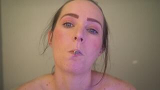 Sexy Close Up Cute Smoking Session - Petite Redhead Lip Tease
