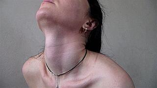 veins on the neck are visible