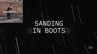 sanding car in leather boots